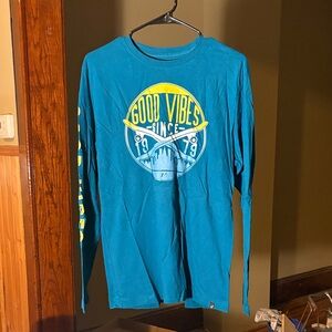 Teal Long Sleeve 'Good Vibes' Shirt New With Out Tags 2000’s Skater Brand.